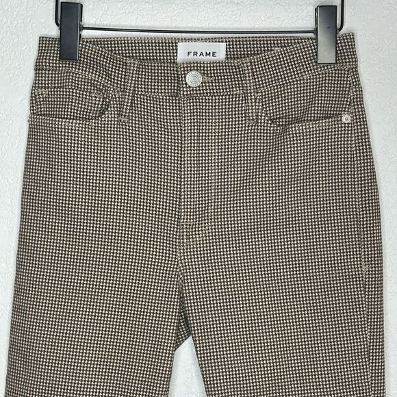 New Frame Le Crop Flare Houndstooth Stretch Jeans Size 26 - Picture 4 of 16